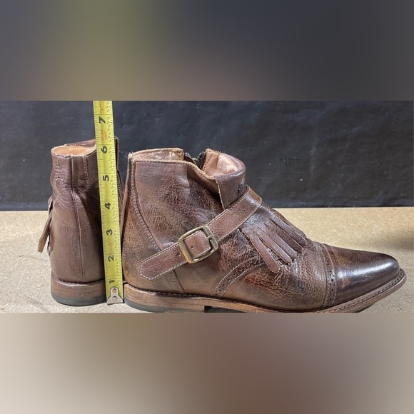 Bed Stu Cobbler Organic Leather “Dipper” Distressed Ankle Boots w/Fringe, Size 8 - Picture 3 of 16